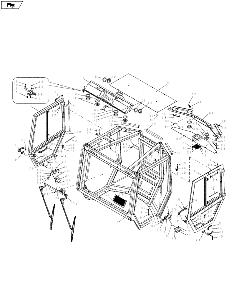 Схема запчастей Case DV213 - (90.150.01[01]) - CAB DOORS (GROUP 165A-ND129431) (90) - PLATFORM, CAB, BODYWORK AND DECALS