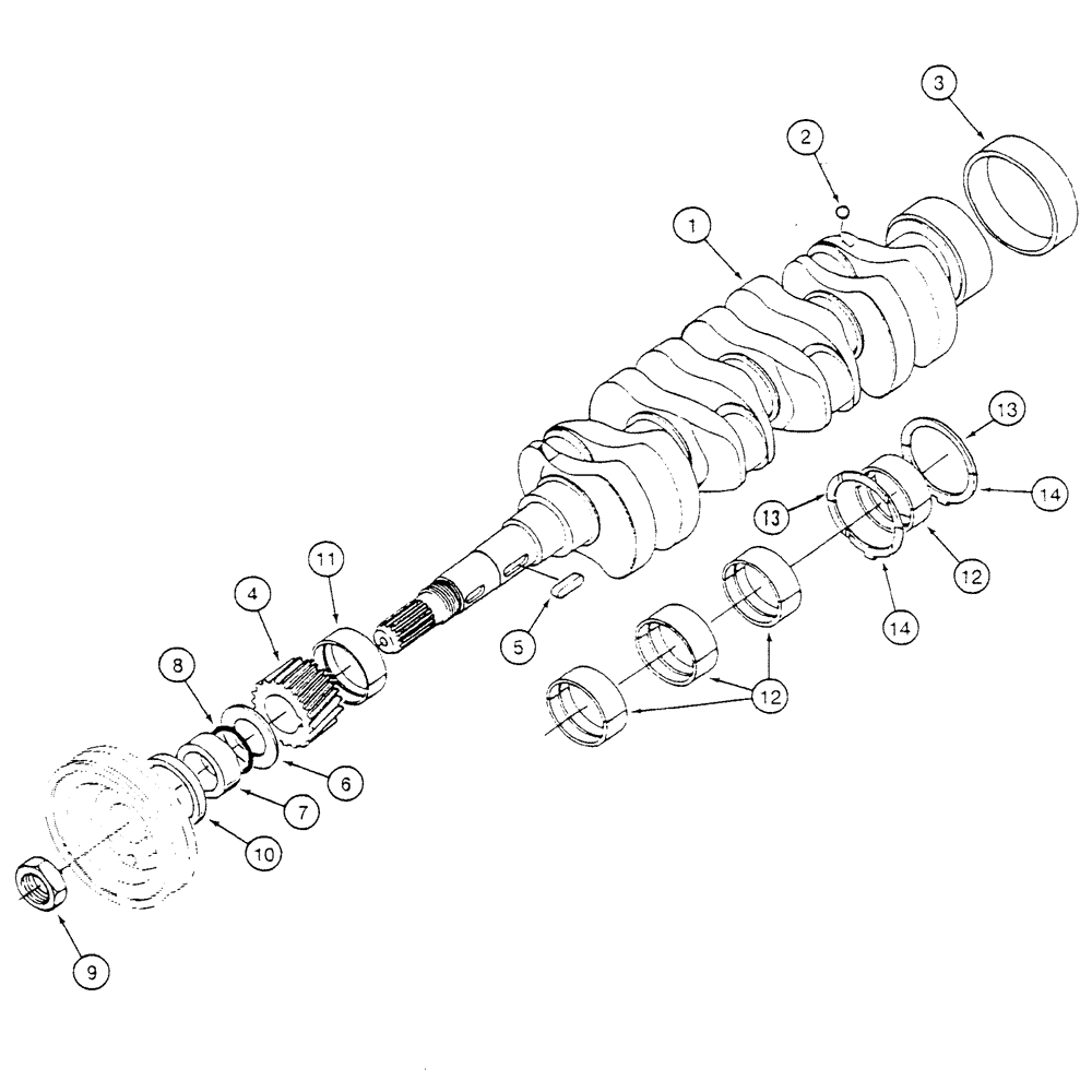 Схема запчастей Case 6010 - (02-17) - CRANKSHAFT, KUBOTA V2003TE ENGINE (10) - ENGINE