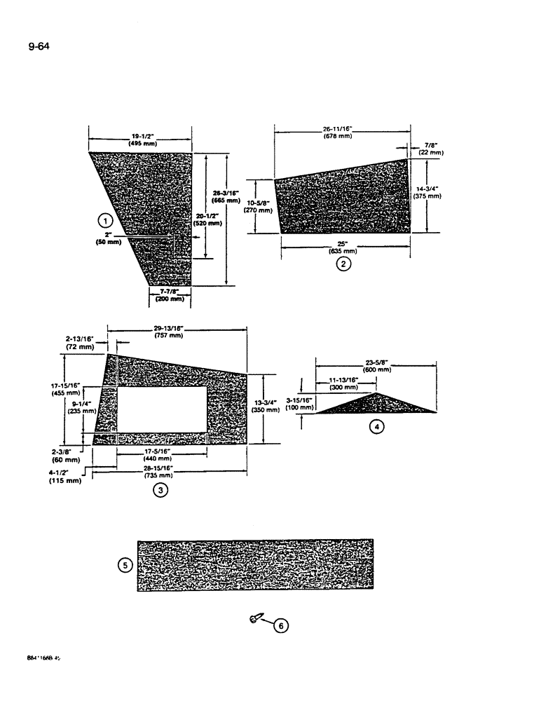 Схема запчастей Case W14B - (9-64) - CAB NOISE REDUCTION AND ANTIRECIRCULATION PADS (09) - CHASSIS/ATTACHMENTS