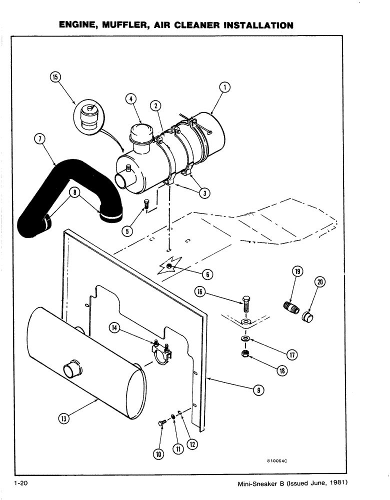 Схема запчастей Case CASE - (1-20) - ENGINE, MUFFLER, AIR CLEANER INSTALLATION (02) - ENGINE