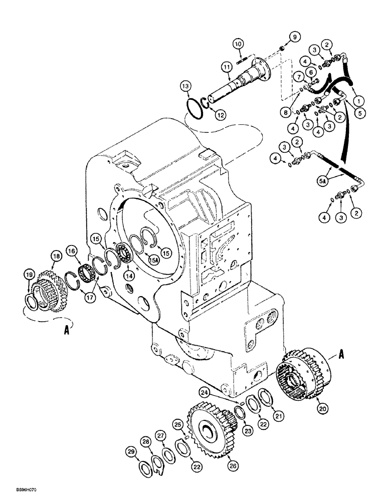 Схема запчастей Case 721B - (6-14) - TRANSMISSION ASSEMBLY, FORWARD AND LOW CLUTCHES (06) - POWER TRAIN