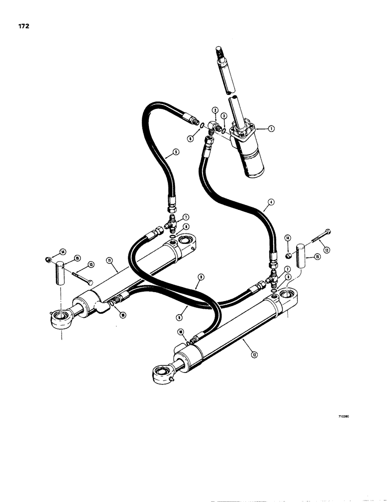 Схема запчастей Case W20 - (172) - STEERING HYDRAULIC CIRCUIT, STEERING CONTROL VALVE TO CYLINDERS (05) - STEERING
