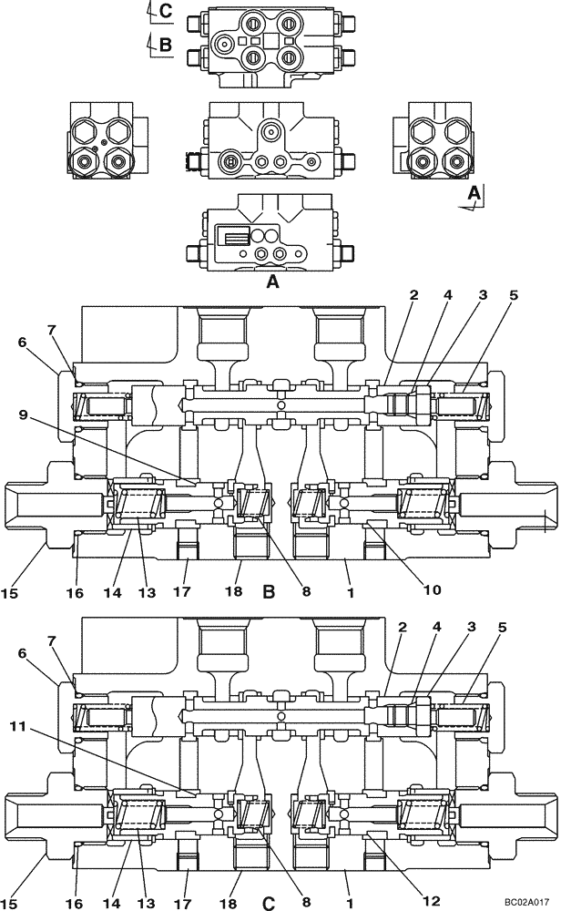 Схема запчастей Case CX290 - (08-81) - MANIFOLD ASSY - PILOT CONTROL LINES (08) - HYDRAULICS