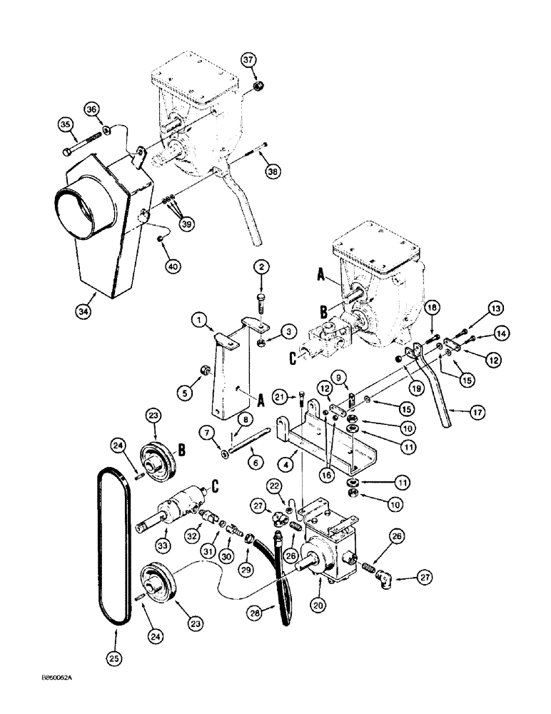 Схема запчастей Case 860 - (9-090) - HYDRA-BORER WATER PUMP MOUNTING (09) - CHASSIS/ATTACHMENTS