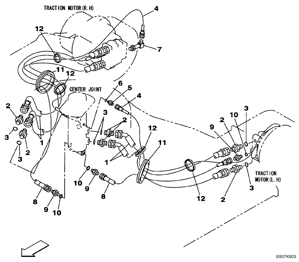 Схема запчастей Case CX135SR - (06-06) - HYDRAULICS - TRACK DRIVE - MODELS WITH DOZER BLADE (06) - POWER TRAIN