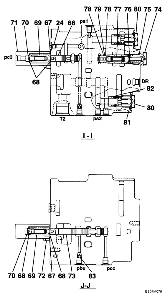 Схема запчастей Case CX135SR - (08-23) - KMJ10660 VALVE ASSY, CONTROL - MODELS WITHOUT DOZER BLADE (08) - HYDRAULICS