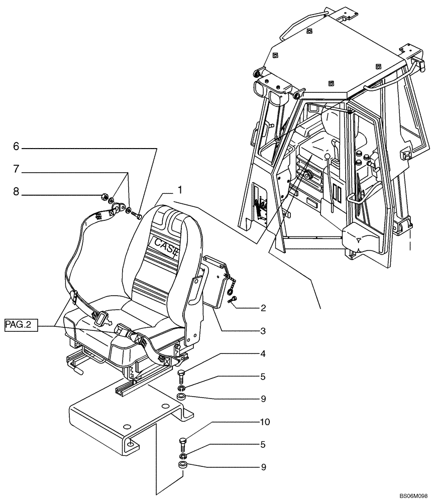 Схема запчастей Case 1850K - (9.671[01]) - PNEUM. CUSHIONING SEAT - COMPONENTS - OPTIONAL CODE 784338011 (19) - OPTIONS