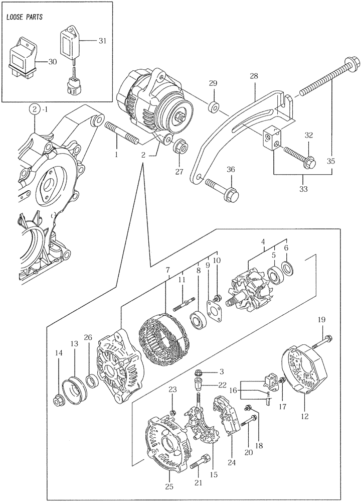Схема запчастей Case CX50B - (08-015) - GENERATOR (55) - ELECTRICAL SYSTEMS