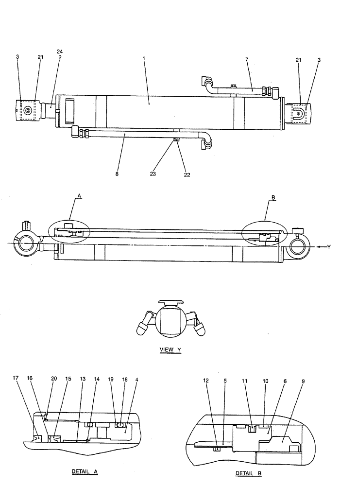 Схема запчастей Case CX50B - (08-035) - CYLINDER ASSEMBLY, BOOM (CANOPY) ELECTRICAL AND HYDRAULIC COMPONENTS