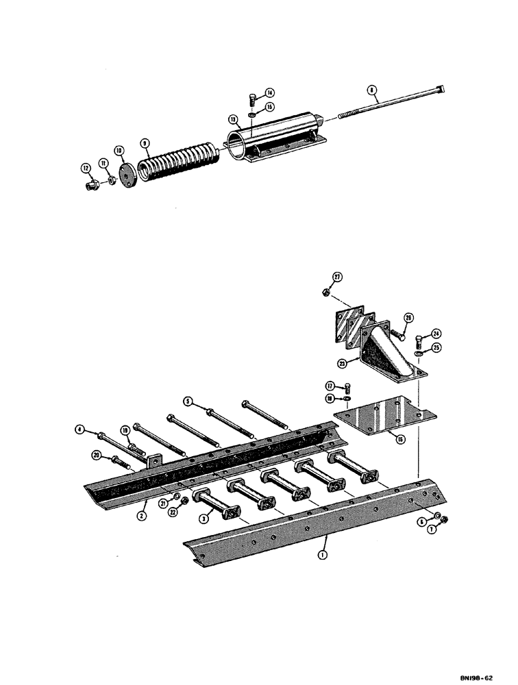 Схема запчастей Case 310E - (051) - TRACK FRAME AND RECOIL SPRING (5 ROLER TRACK) (04) - UNDERCARRIAGE