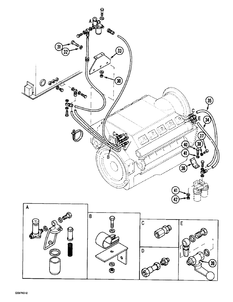 Схема запчастей Case 220B - (3-10) - FUEL LINES AND FITTINGS, P.I.N. 74570 THROUGH 74597, P.I.N. 03201 AND AFTER (CONT) (03) - FUEL SYSTEM