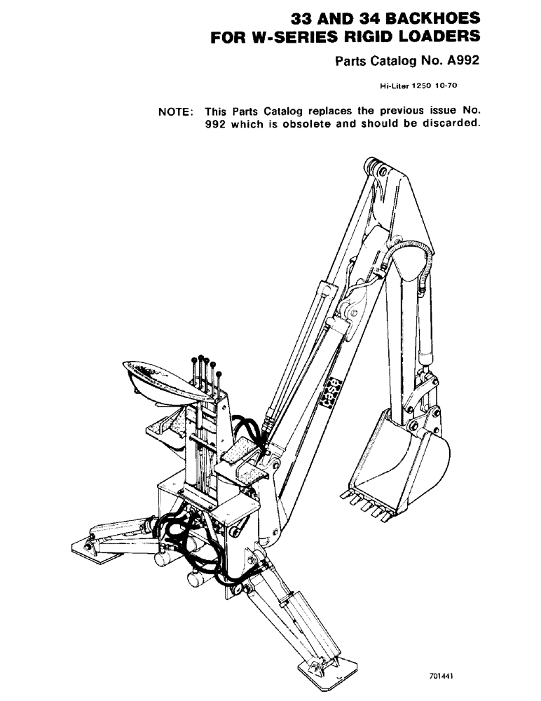 Схема запчастей Case 34 - (001) - 33 AND 34 BACKHOES FOR W-SERIES RIGID LOADERS 
