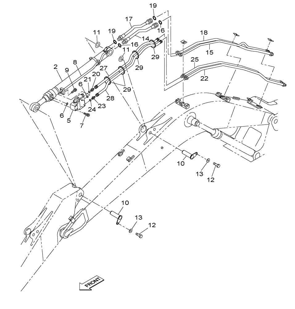 Схема запчастей Case CX300C - (08-019-00[01]) - HYDRAULIC CIRCUIT - DIPPER CYLINDER - WITH SAFETY VALVE (08) - HYDRAULICS