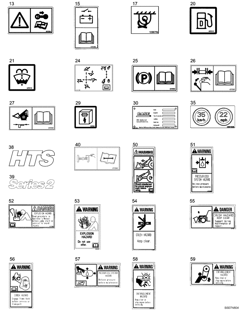 Схема запчастей Case 321D - (91.022[2990424000]) - DECAL KIT (N.A.) 1 OF 2 (90) - PLATFORM, CAB, BODYWORK AND DECALS