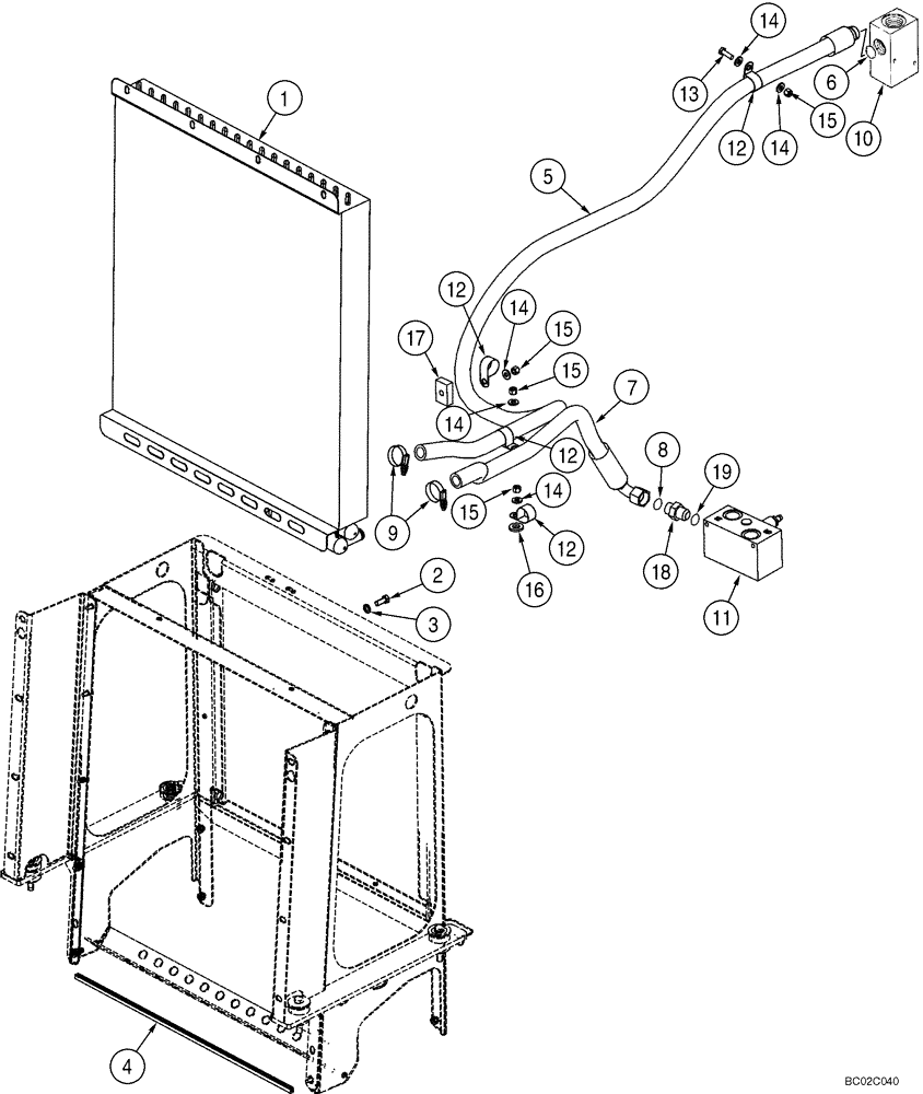 Схема запчастей Case 821C - (08-02) - HYDRAULICS - OIL COOLER AND LINES (08) - HYDRAULICS