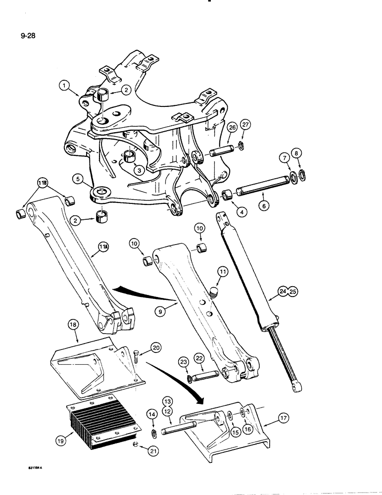 Схема запчастей Case 35C - (9-28) - MOUNTING FRAME AND STABILIZERS (09) - CHASSIS/ATTACHMENTS