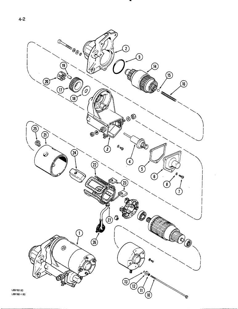 Схема запчастей Case 450C - (4-02) - STARTER (04) - ELECTRICAL SYSTEMS