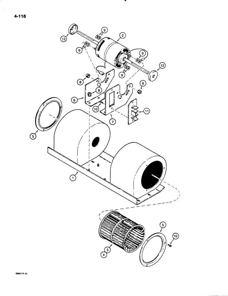 Схема запчастей Case W18B - (4-116) - CAB BLOWER (04) - ELECTRICAL SYSTEMS