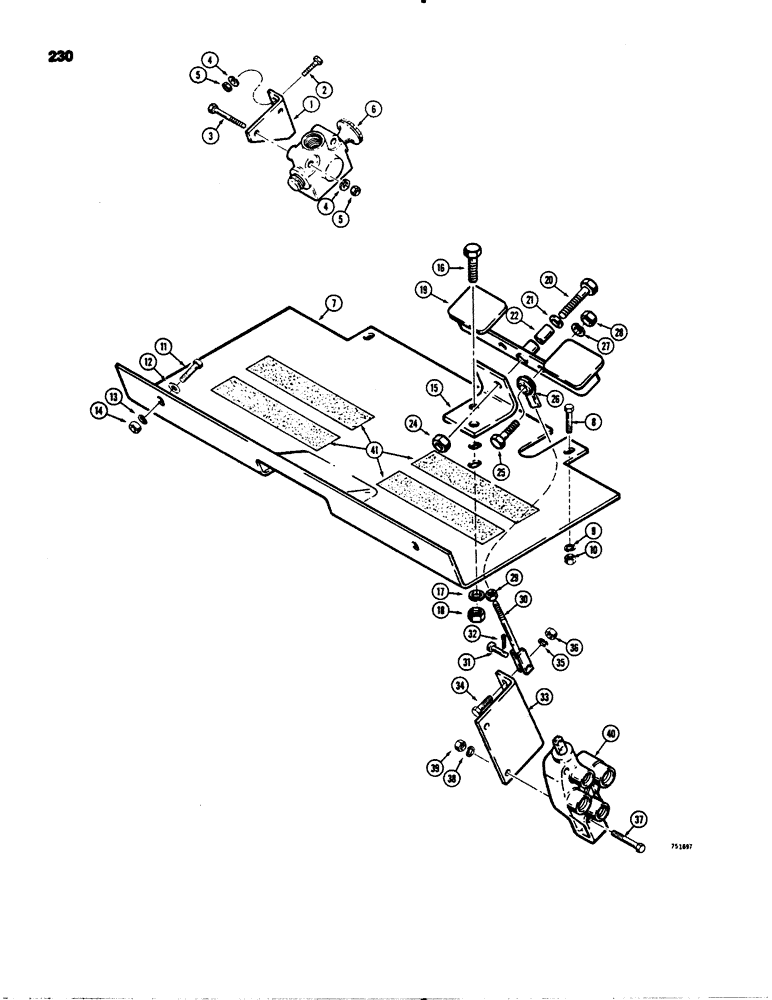 Схема запчастей Case 1845 - (230) - AUXILIARY CONTROLS AND VALVE MOUNT, SELECTOR VALVES AND MOUNTING, BASIC AUXILIARY CONTROL (35) - HYDRAULIC SYSTEMS
