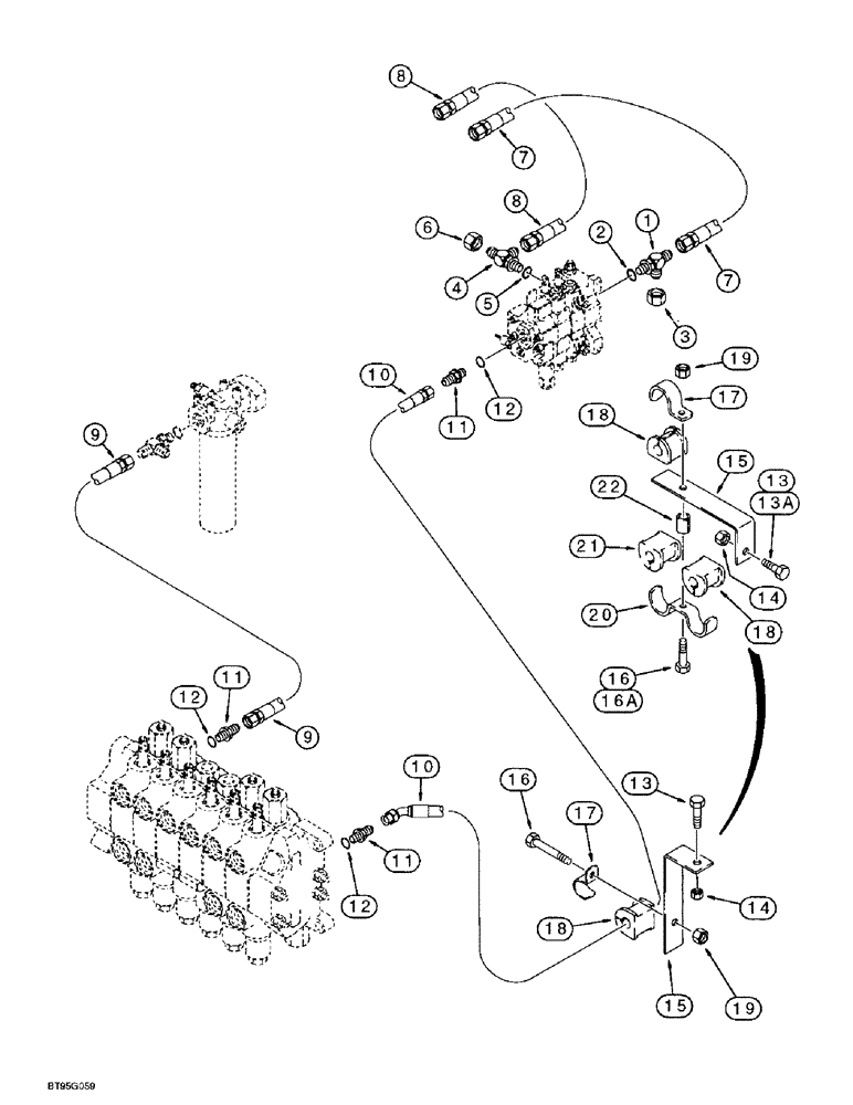 Схема запчастей Case 580L - (8-034) - LOADER VALVE TO BACKHOE VALVE HYDRAULIC CIRCUIT (08) - HYDRAULICS