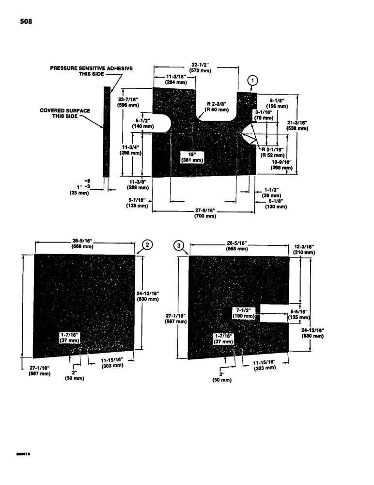 Схема запчастей Case 580SD - (508) - HOOD AND SIDE PANEL NOISE REDUCTION PADS (09) - CHASSIS/ATTACHMENTS