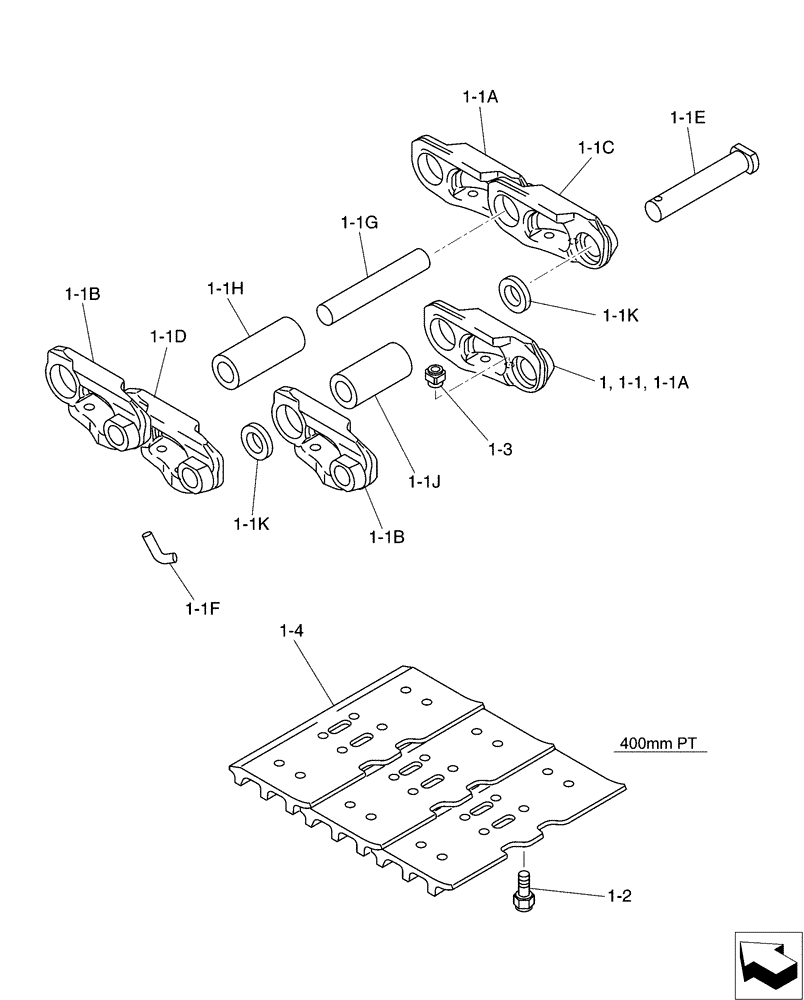Схема запчастей Case CX50B - (02-010[02]) - STEEL TRACK (48) - TRACKS & TRACK SUSPENSION