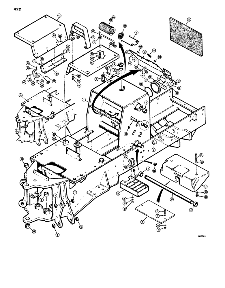 Схема запчастей Case 680E - (422) - CHASSIS, FENDERS AND STEPS (39) - FRAMES AND BALLASTING
