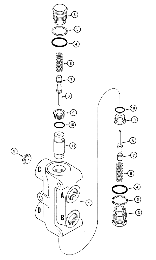 Схема запчастей Case 460 - (8-102) - LOCKOUT VALVE ASSEMBLY, H672547, TRENCHER BOOM LIFT AND PLOW LIFT (08) - HYDRAULICS