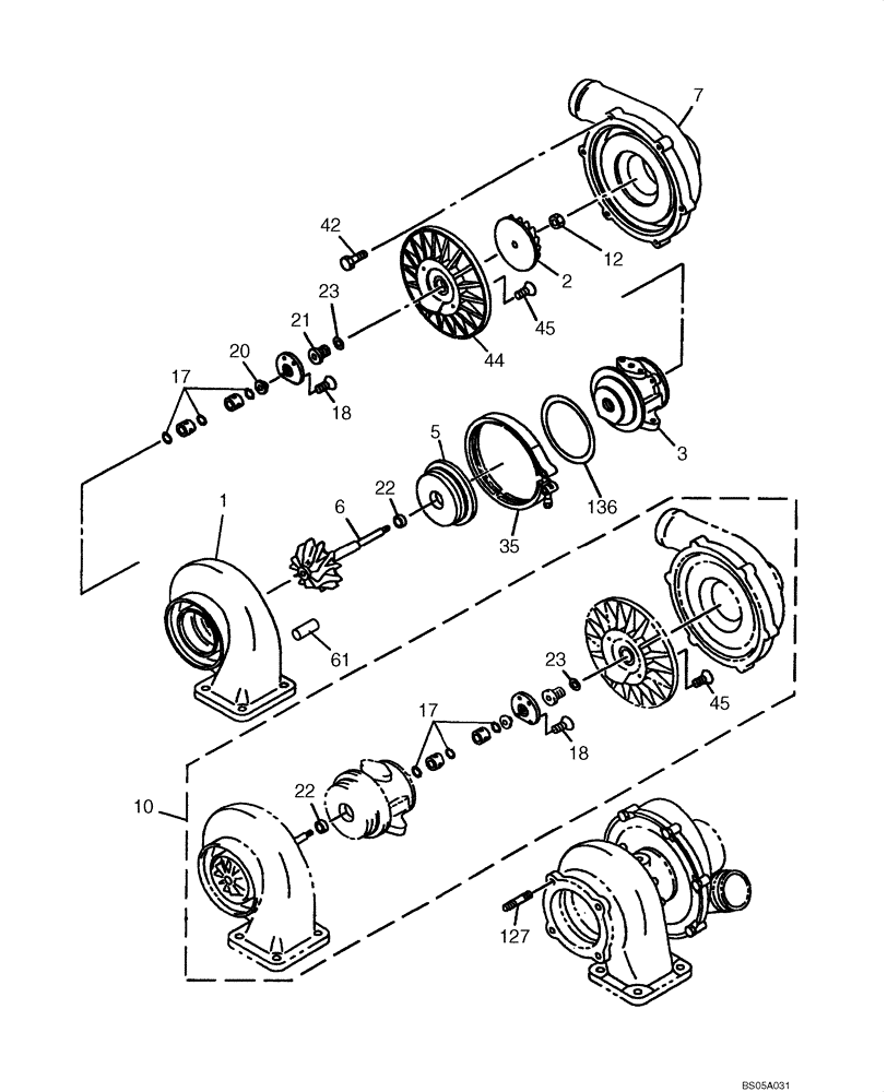 Схема запчастей Case CX225SR - (02-12) - TURBOCHARGER (02) - ENGINE