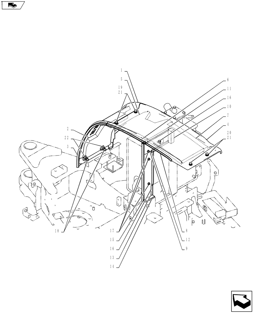Схема запчастей Case CX55BMSR - (01-070[04]) - GUARD INSTALL (CAB) (90) - PLATFORM, CAB, BODYWORK AND DECALS