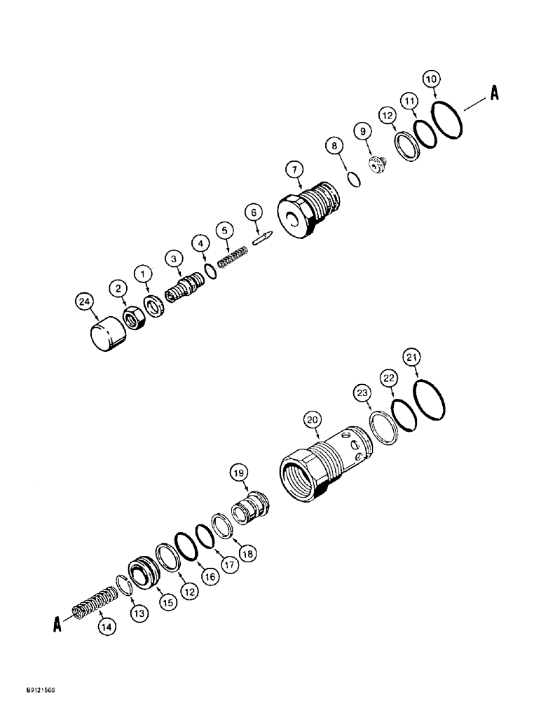 Схема запчастей Case 621B - (8-46) - MAIN RELIEF VALVE, AND CIRCUIT RELIEF AND ANTICAVITATION VALVE (08) - HYDRAULICS