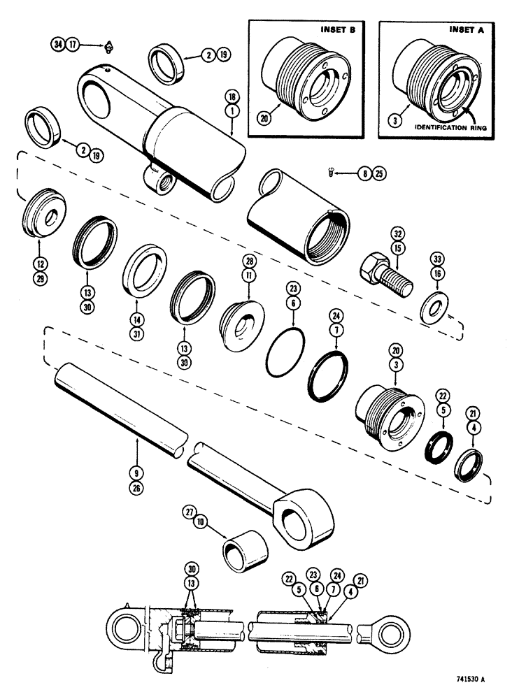 Схема запчастей Case W20 - (298) - TILT CYLINDERS GLAND WITH I.D. RING USED ON TRACTOR SN. 9109476-9109480 ALSO SN. 9109534 AND AFTER (08) - HYDRAULICS
