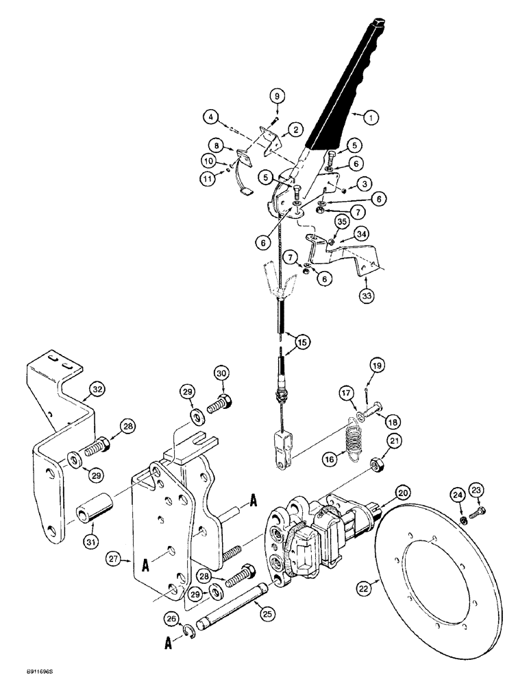 Схема запчастей Case 621B - (7-04) - PARKING BRAKE CONTROLS AND MOUNTING (07) - BRAKES