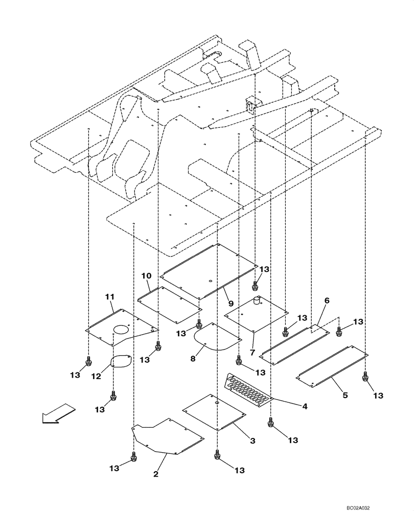 Схема запчастей Case CX290 - (09-03) - TURNTABLE - ACCESS COVERS (09) - CHASSIS