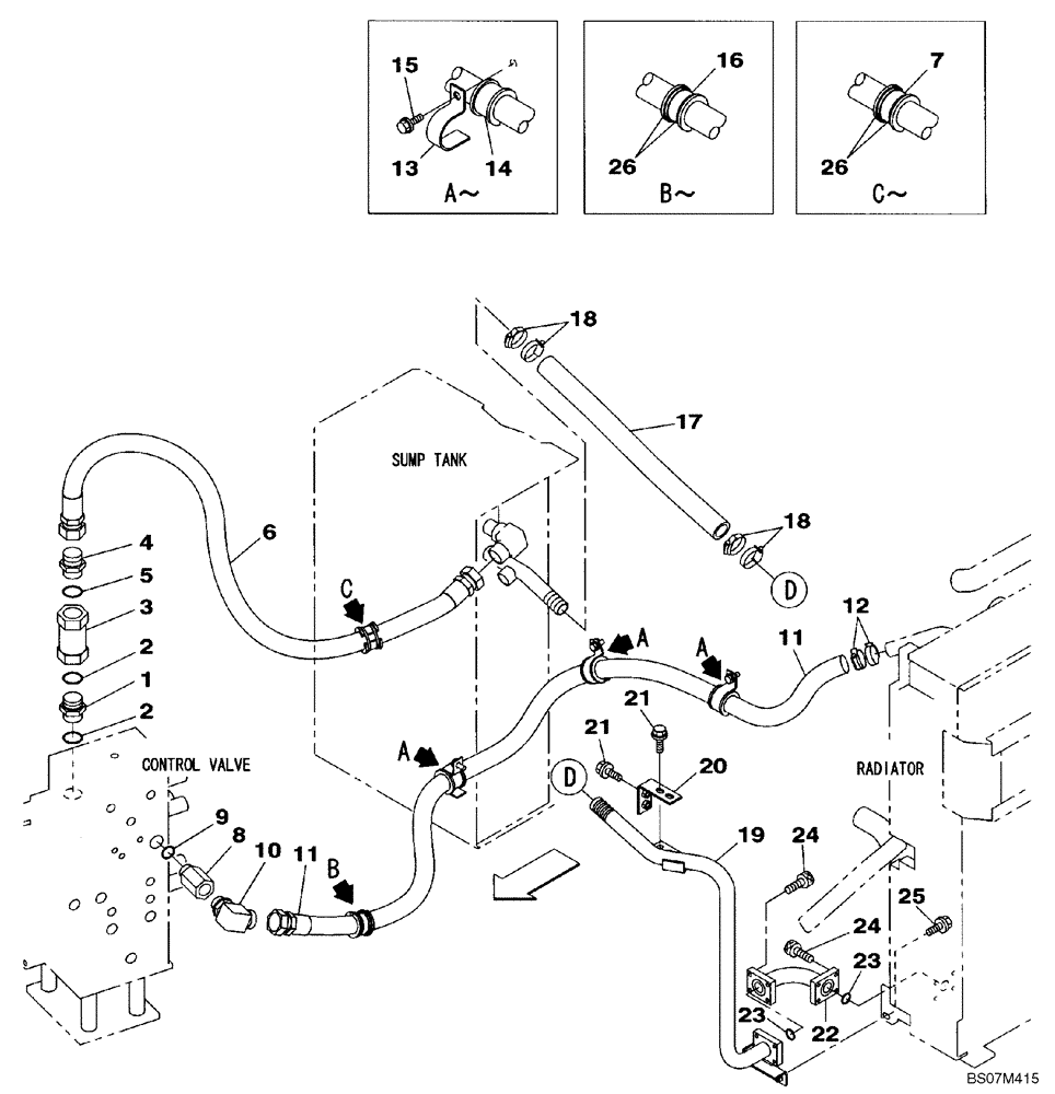 Схема запчастей Case CX135SR - (08-88) - HYDRAULICS - RETURN & OIL COOLER LINE - MODELS WITH DOZER BLADE (08) - HYDRAULICS