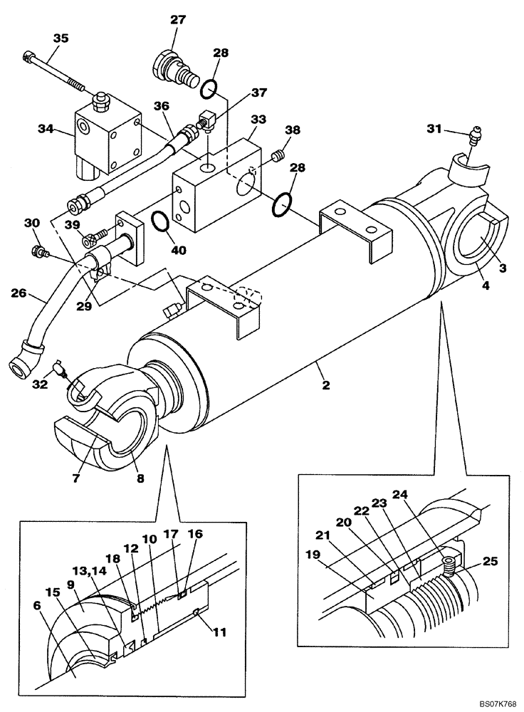 Схема запчастей Case CX225SR - (08-86) - CYLINDER ASSY LH - BLADE, DOZER (HBCV) (08) - HYDRAULICS