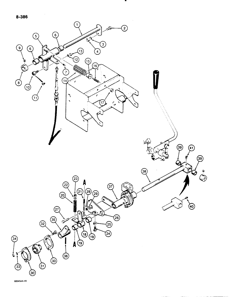 Схема запчастей Case 1450B - (8-386) - EQUIPMENT CONTROL VALVE AND LEVERS, LOADER HEIGHT CONTROL LINKAGE (08) - HYDRAULICS