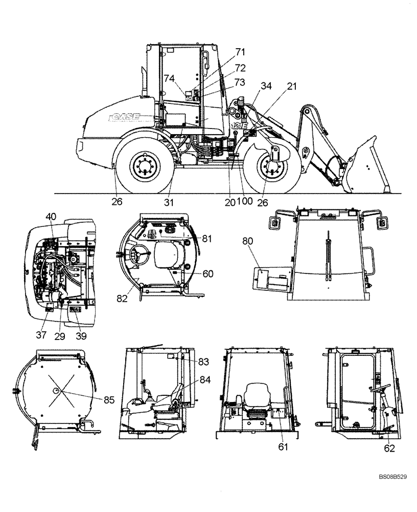 Схема запчастей Case 121E - (91.008[6559877000]) - DECALS CASE (N.A) LOCATION 2 OF 2 (90) - PLATFORM, CAB, BODYWORK AND DECALS