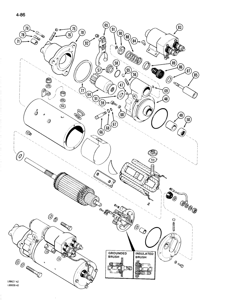 Схема запчастей Case 1187B - (4-086) - R45888 STARTER (04) - ELECTRICAL SYSTEMS