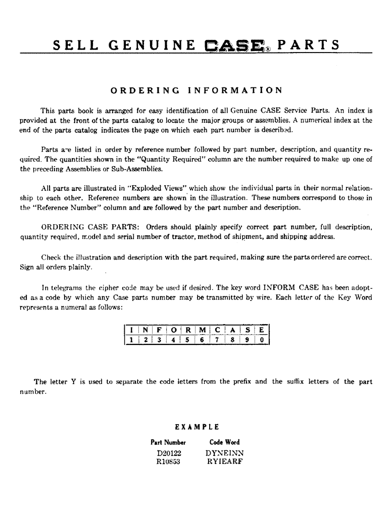 Схема запчастей Case 1000 - (002) - ORDERING INFORMATION (00) - GENERAL