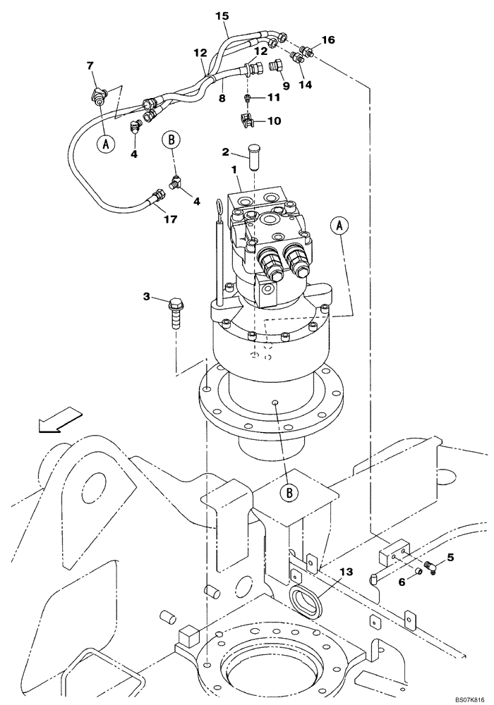 Схема запчастей Case CX135SR - (08-08) - SWING MOTOR - MOUNTING (08) - HYDRAULICS