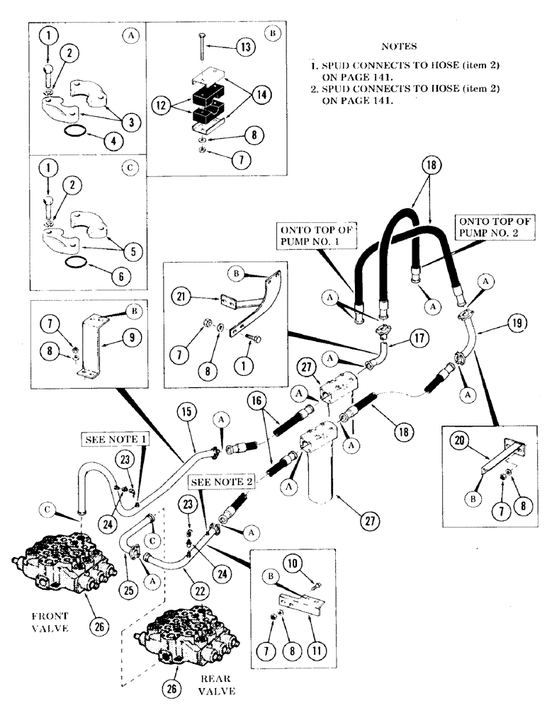 Схема запчастей Case 120 - (139) - HIGH PRESSURE LINES FROM PUMPS TO VALVES (35) - HYDRAULIC SYSTEMS