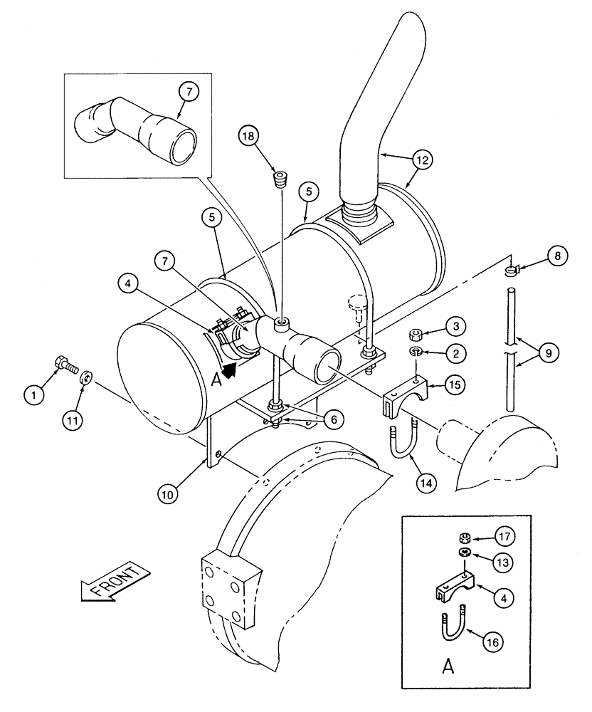 Схема запчастей Case 9020 - (2-08) - MUFFLER AND EXHAUST SYSTEM (02) - ENGINE