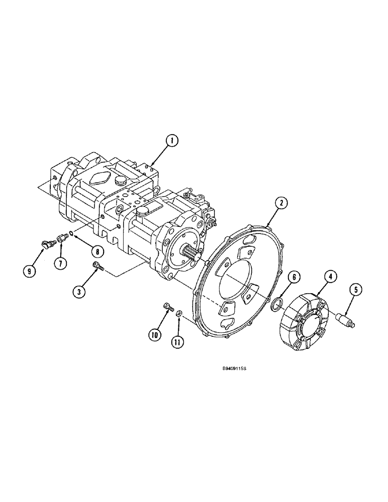 Схема запчастей Case 9040B - (8-004) - HYDRAULIC PUMP AND COUPLING (08) - HYDRAULICS