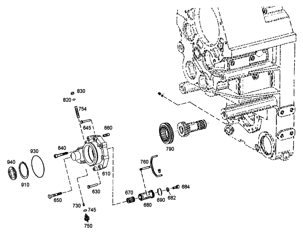 Схема запчастей Case 340 - (18A00000582[001]) - DIFFERENTIAL (14) - MAIN GEARBOX & DRIVE