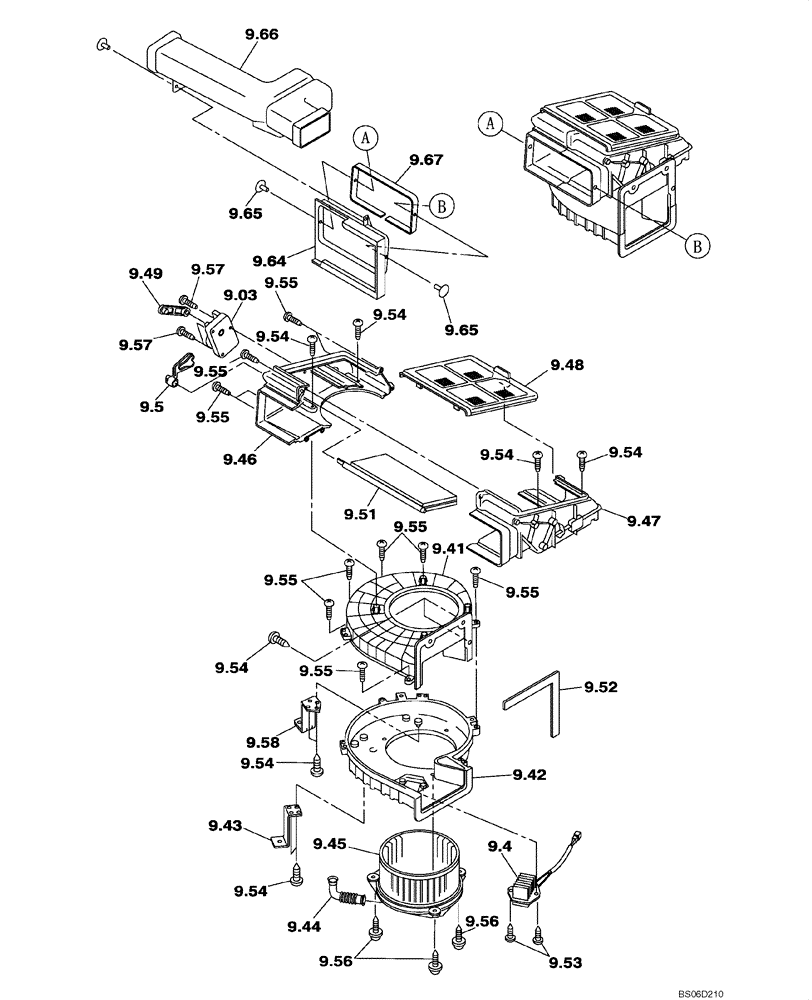 Схема запчастей Case CX330 - (09-028-00[01]) - CAB AIR CONDITIONING - DIFFUSER (09) - CHASSIS