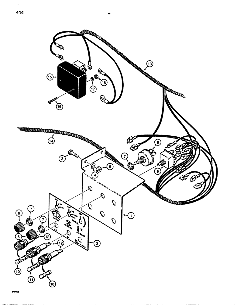 Схема запчастей Case 850B - (414) - CAB - PRESSURIZED, CONTROL PANEL AND WIRING (05) - UPPERSTRUCTURE CHASSIS