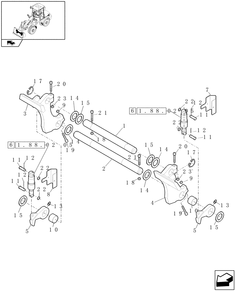 Схема запчастей Case 321E - (1.88.02[04]) - QUICK TOOL COUPLER (09) - LOADER/BACKHOE
