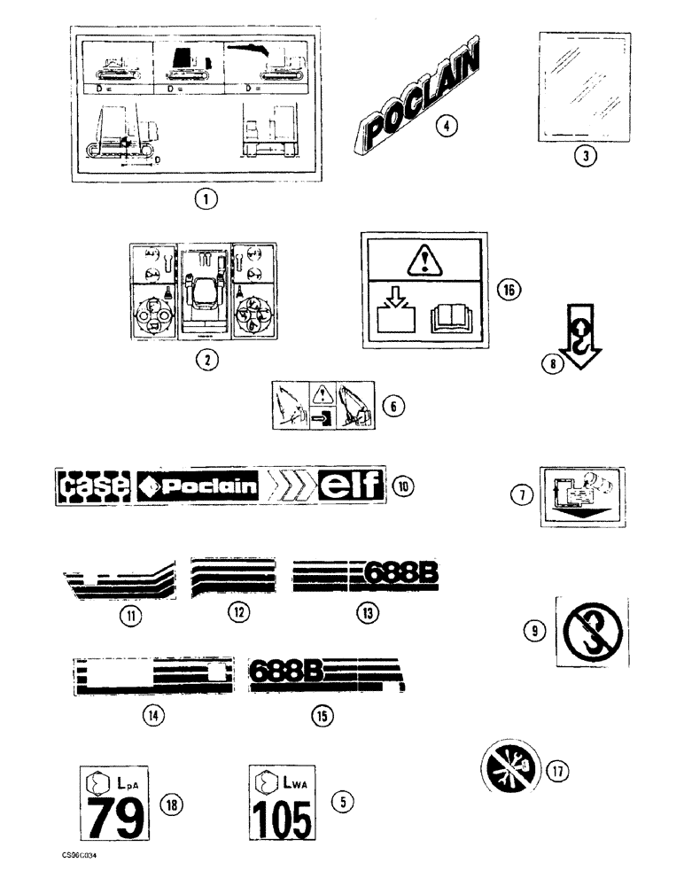 Схема запчастей Case 688BCK - (9F-06) - ADHESIVES, 688B CK (120535, 120548, 120566-) (05.1) - UPPERSTRUCTURE CHASSIS/ATTACHMENTS