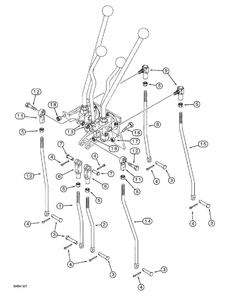 Схема запчастей Case 580L - (9-028) - BACKHOE CONTROLS W/HAND SWING,LOWER CONTROL LEVERS W/NONEXTEND DIPPER USED W/180378A1 CONTROL SUPP. (09) - CHASSIS/ATTACHMENTS